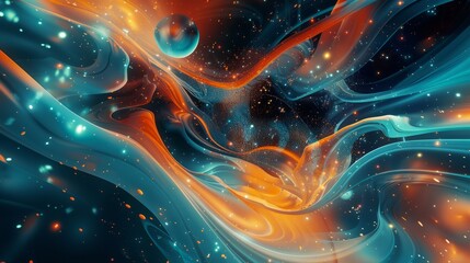 Fototapeta premium Colorful, space-themed abstract forms wallpaper. Beautiful abstract background. Space and galaxy theme.