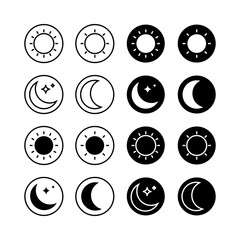 Set of Light and Dark mode button Icons. Modern Design for Applications, Web and UI.