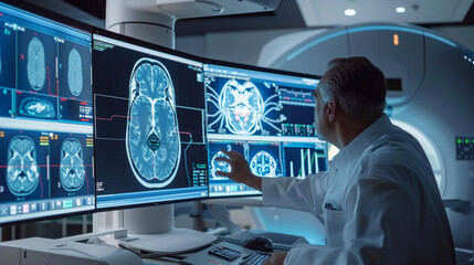 Obraz premium AI advancements in cancer treatment planning.