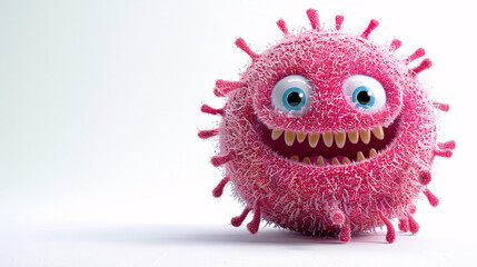 Adorable microbe with a big smile, perfect for children's educational materials, isolated on white