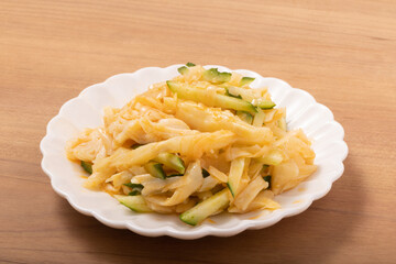 蒸し鶏とキュウリ　穂先メンマ和え