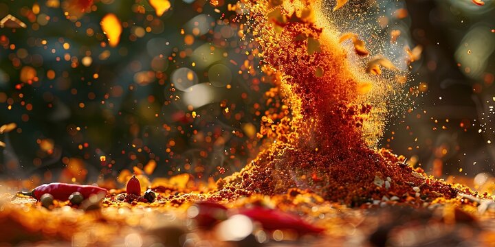 a hyperrealistic photo of a explosion of spice
