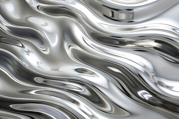 Silver abstract background with wavy pattern created with generative ai