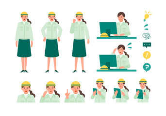 Working Woman. Concept for Problem Solving. Woman cartoon character head collection set. People face profiles avatars and icons. Close up image of Problem Solving Woman.