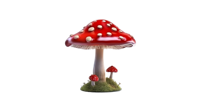 Autumn mushroom illustration on white. Glossy red mushroom on transparent background