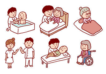 ゆるい線で描いたかわいい医療系の人物イラスト
ゆるい線で描いたかわいい医療系の人物イラスト