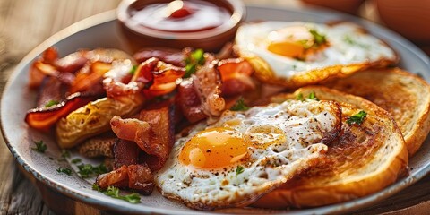 Fototapeta premium greasy fried breakfast