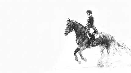 Obraz premium Paris Olympics Concept Equestrian Horse Riding Background Template for Presentation Slides 16:9 