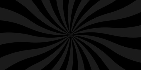 Vector black and gray sun rays sunburst backdrop background. seamless retro vintage burst sunrise sunbeam element spiral striped illustration sunray template wallpaper design