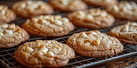 Fototapeta premium white chocolate macadamia nut cookies 