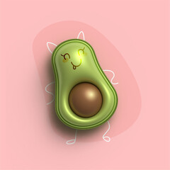 avocado 3D kawaii