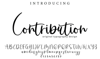 Contribution Font Stylish brush painted an uppercase vector letters, alphabet, typeface