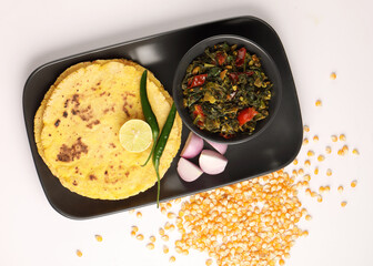 sarso ka saag and makkai ki roti or mustard leaves curry with maize roti