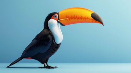 Naklejka premium Toco toucan bird on a blue background