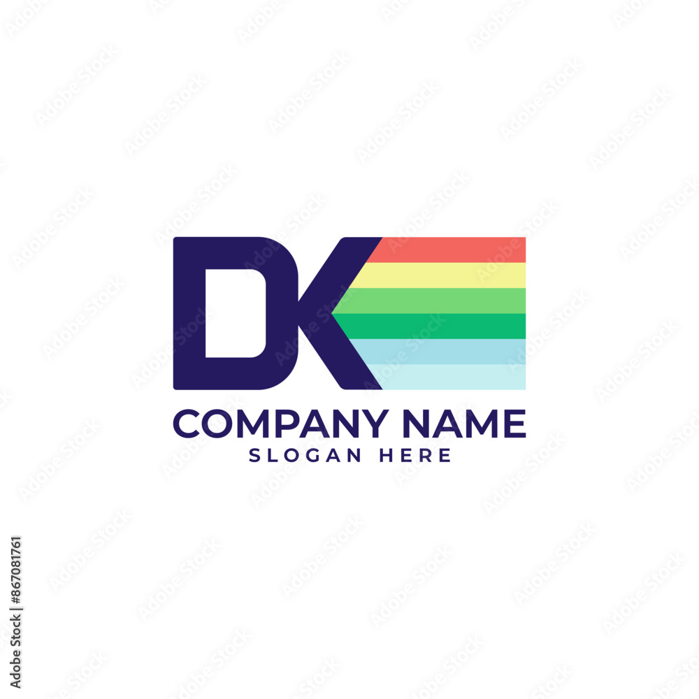 Fototapete painting logo with the dk initial as the letter mark and the colorful paint as the design element an