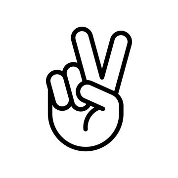 recommend clip art: Peace hand gesture line icon. Sign of victory.