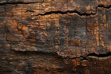 Close up texture of old cracked wood showing knots and grain