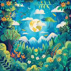Obraz premium an inspiring and educational illustration to celebrate World Ozone Day