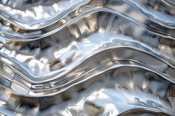 Silver abstract background with wavy pattern created with generative ai