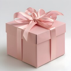 Obraz premium Chic Pastel Pink Gift Box with Satin Ribbon for Bridal or Baby Shower