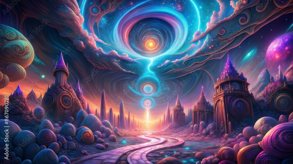 Sticker rendering of alien background