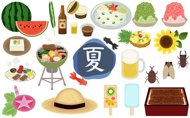 夏アイテムイラストセット
