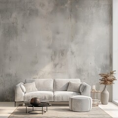 design scene with sofa in front of empty wall