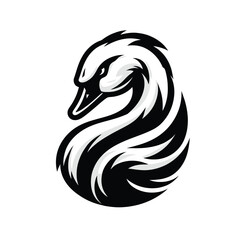 logo mascot of swan in black and white silhouette