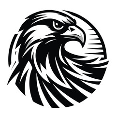 logo mascot of falcon in black and white silhouette