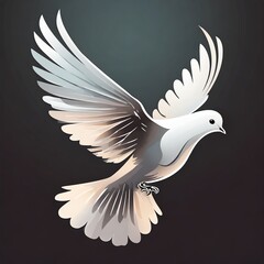 Fototapeta premium White dove, bird of peace in flight, Oil painting