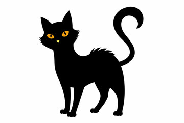 Halloween cat vector illustration, Halloween silhouette vector

