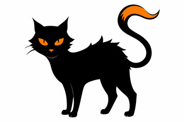 Halloween cat vector illustration, Halloween silhouette vector

