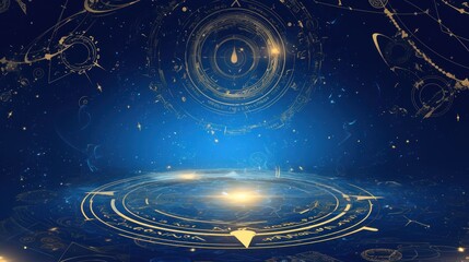 Mystical Blue and Golden Ring of Light