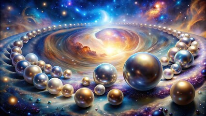 Obraz premium Beautiful cosmic pearls born from the expanding universe, universe, expansion, pearls, big bang, beautiful, cosmic