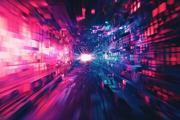 Abstract Digital Tunnel. Futuristic Technology and Data Concept