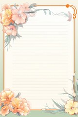 Elegant Floral Stationery with Blank Lines for Writing.