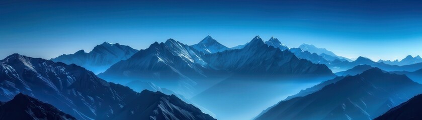 Fototapeta premium Breathtaking view of majestic blue mountains under a serene sky, perfect for nature lovers and landscape enthusiasts.