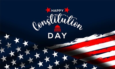 Constitution Day in United States. Holiday, celebrate annual in September 17. Citizenship Day. American Day. We the People. Poster, card, banner, background. Vector