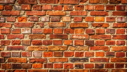 Obraz premium Old distressed red brick wall background featuring rustic textured pattern of worn rectangular bricks with faded mortar joints.