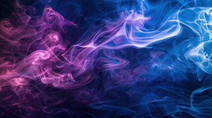 Obraz premium Colorful abstract smoke pattern in blue and pink hues, creating a mesmerizing and dynamic visual effect perfect for backgrounds and overlays.