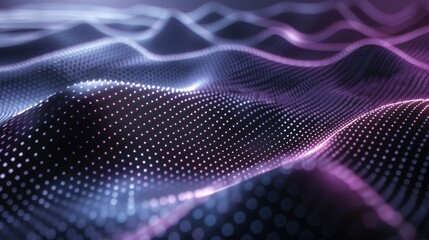 Obraz premium Abstract futuristic background with flowing digital data wave. Concept of data visualization, big data, artificial intelligence, and technology.