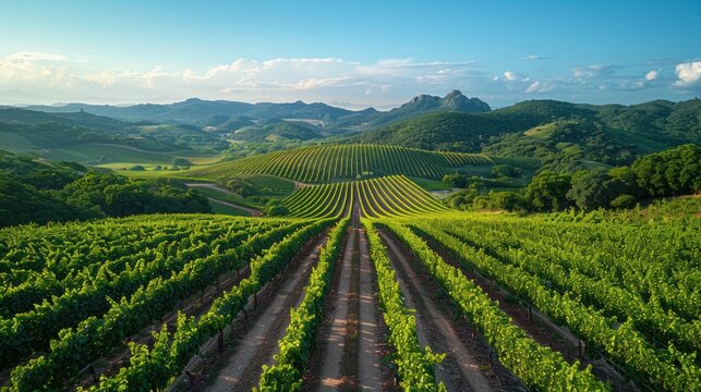 Drone shot capturing the expansive vineyards of the Vale dos Vinhedos in Rio Grande do Sul