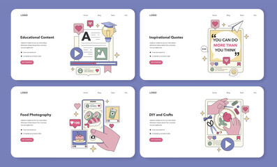 Social Media Content set. Flat vector illustration.