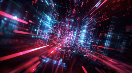 Fototapeta premium Futuristic Technology. Abstract Background of Glowing Lines, Big Data, and Cyberspace.