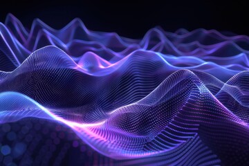 Abstract background of flowing glowing lines and particles. Futuristic wave pattern, concept for technology, science, music or data visualization.