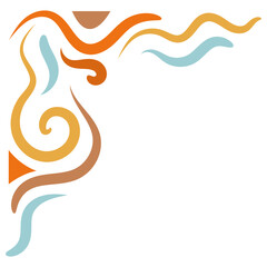 Vector Illustration of Retro Groovy Corner Border. Isolated on White Background.