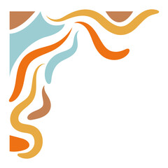 Vector Illustration of Retro Groovy Corner Border. Isolated on White Background.