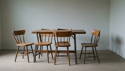 Fototapeta premium Simple study work table and chairs on a white background