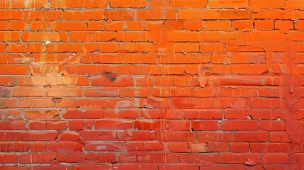 Faded orange brick wall with worn-out texture in an urban setting showcasing rustic charm