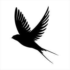 Swallow bird flying silhouette isolated on white background. Swallow bird icon vector illustration design.